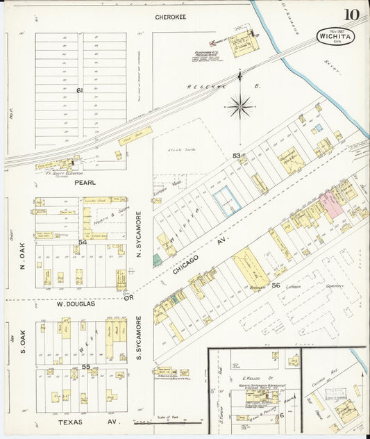 Sanborn Fire Insurance Map from Wichita, Sedgwick County, Kansas (1887), Sheet #0010 - Historic Sanborn Fire Insurance Map Print, vintage old map wall art, antique decor, genealogy gift, Kansas Kansas map