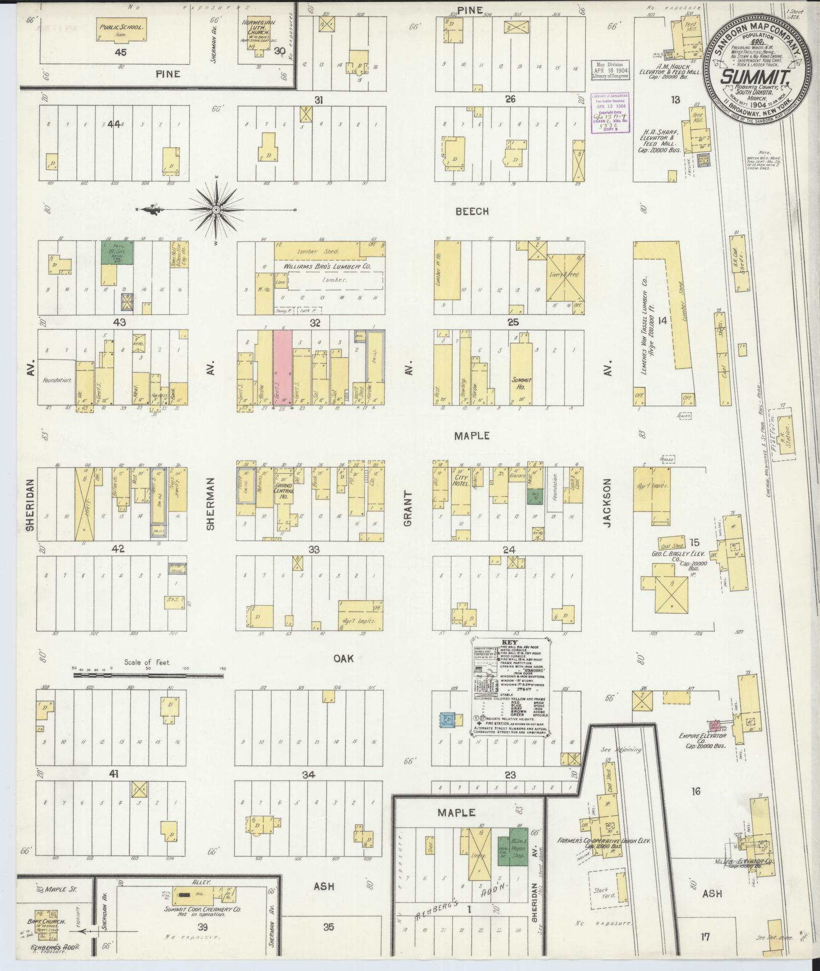 Sanborn Fire Insurance Map from Summit, Roberts County, South Dakota. (1904) – Historic Sanborn Fire Insurance Map Print