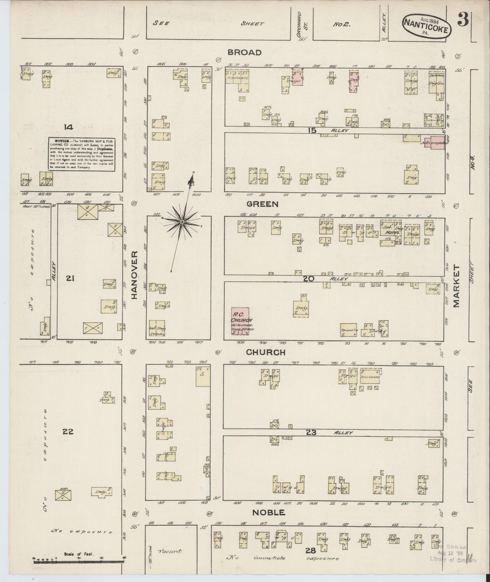 Sanborn Fire Insurance Map from Nanticoke, Luzerne County, Pennsylvania (1884), Sheet #0003 - Complete Map Set gallery image, historic Sanborn map, vintage wall art, Pennsylvania Pennsylvania