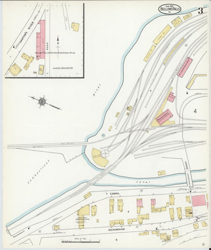 Sanborn Fire Insurance Map from Bellows Falls, Windham County, Vermont (1912), Sheet #0003 - Complete Map Set gallery image, historic Sanborn map, vintage wall art, Vermont Vermont