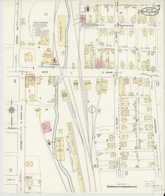 Sanborn Fire Insurance Map from Mount Pleasant, Westmoreland County, Pennsylvania (1914), Sheet #0007 - Historic Sanborn Fire Insurance Map Print, vintage old map wall art, antique decor, genealogy gift, Pennsylvania Pennsylvania map