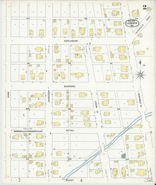 Sanborn Fire Insurance Map from Lebanon, Boone County, Indiana (1909), Sheet #0002 - Historic Sanborn Fire Insurance Map Print, vintage old map wall art, antique decor, genealogy gift, Indiana Indiana map