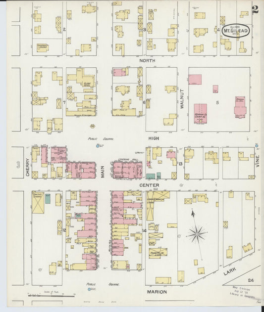 Sanborn Fire Insurance Map from Mount Gilead, Morrow County, Ohio (1892), Sheet #0002 - Historic Sanborn Fire Insurance Map Print, vintage old map wall art, antique decor, genealogy gift, Ohio Ohio map