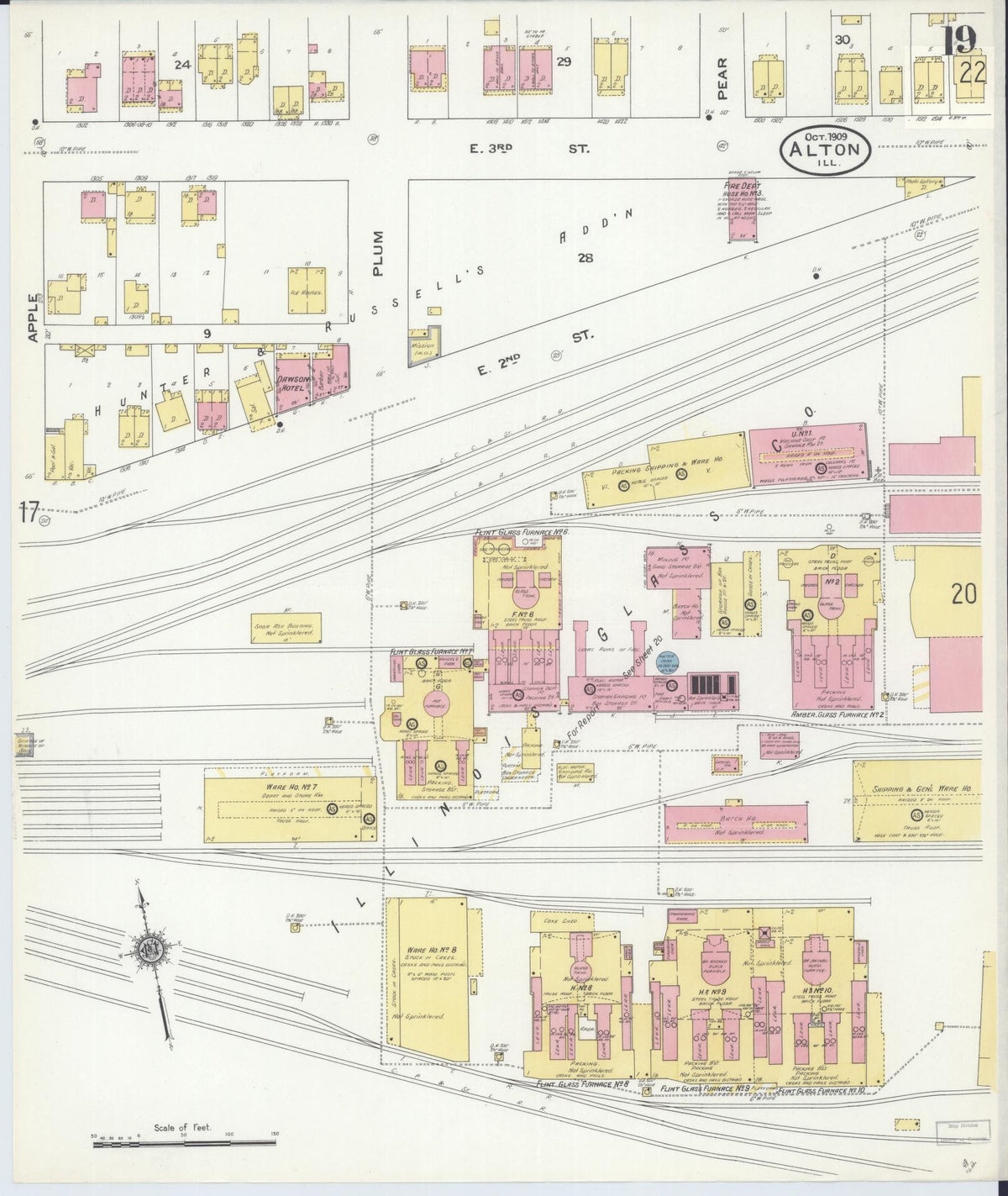 Sanborn Fire Insurance Map from Alton, Madison County, Illinois (1909), Sheet #0019 - Complete Map Set gallery image, historic Sanborn map, vintage wall art, Illinois Illinois