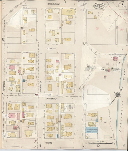 Sanborn Fire Insurance Map from Red Bluff, Tehama County, California (1949), Sheet #0007 - Complete Map Set gallery image, historic Sanborn map, vintage wall art, California California