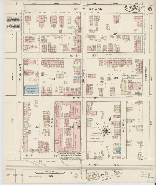 Sanborn Fire Insurance Map from Chester, Delaware County, Pennsylvania (1885), Sheet #0006 - Historic Sanborn Fire Insurance Map Print, vintage old map wall art, antique decor, genealogy gift, Pennsylvania Pennsylvania map