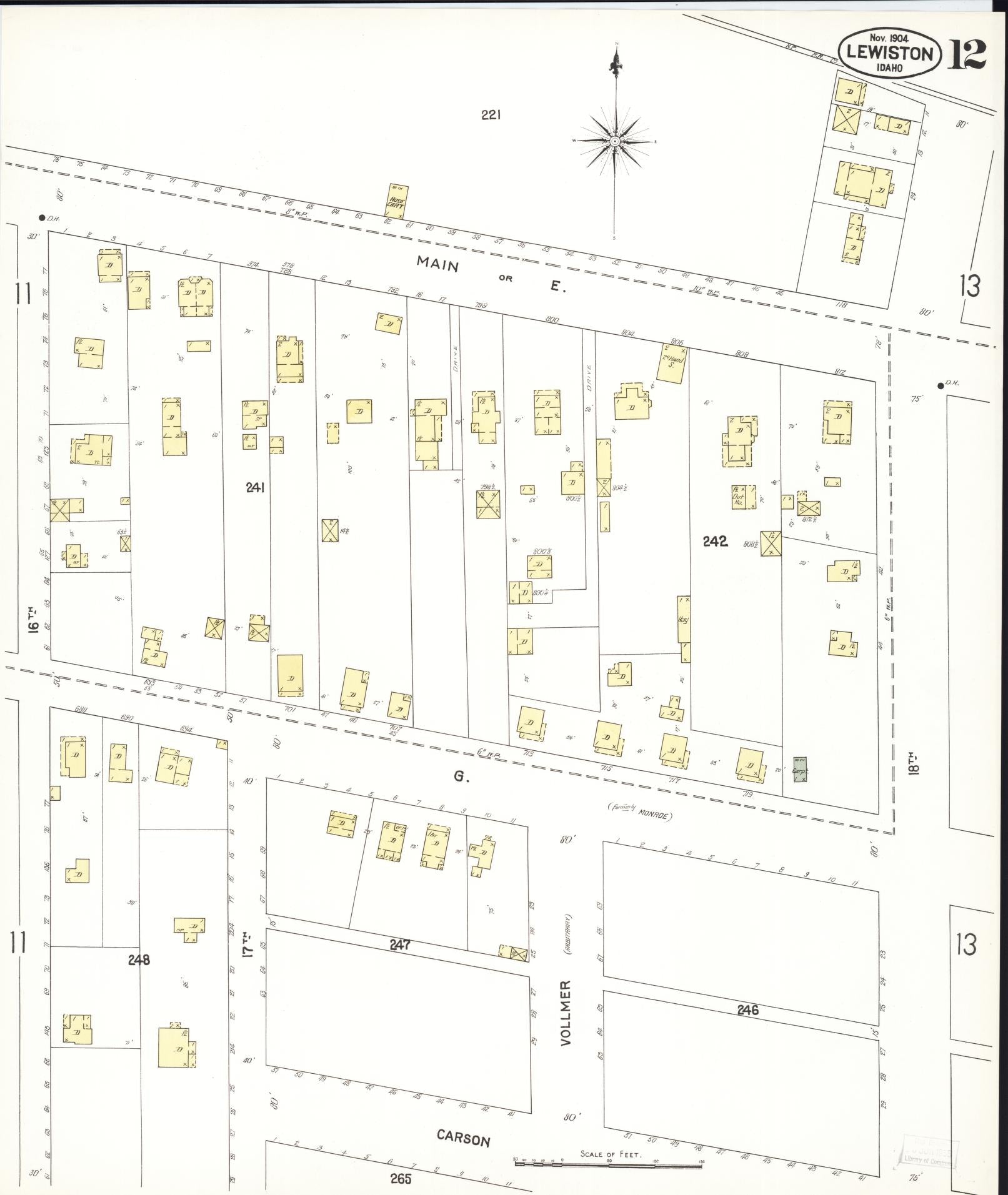 Sanborn Fire Insurance Map from Lewiston, Nez Perce County, Idaho (1904), Sheet #0012 - Complete Map Set gallery image, historic Sanborn map, vintage wall art, Idaho Idaho