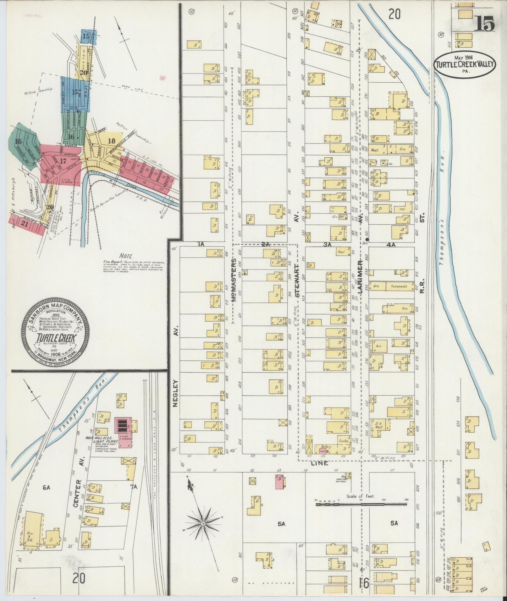 Sanborn Fire Insurance Map from Turtle Creek Valley, Allegheny County, Pennsylvania (1906), Sheet #0015 - Complete Map Set gallery image, historic Sanborn map, vintage wall art, Pennsylvania Pennsylvania