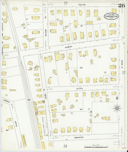 Sanborn Fire Insurance Map from Torrington, Litchfield County, Connecticut (1909), Sheet #0026 - Complete Map Set gallery image, historic Sanborn map, vintage wall art, Connecticut Connecticut