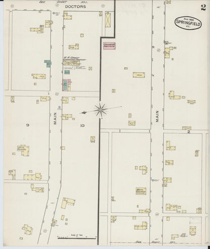 Sanborn Fire Insurance Map from Springfield, Washington County, Kentucky (1886), Sheet #0002 - Complete Map Set gallery image, historic Sanborn map, vintage wall art, Kentucky Kentucky