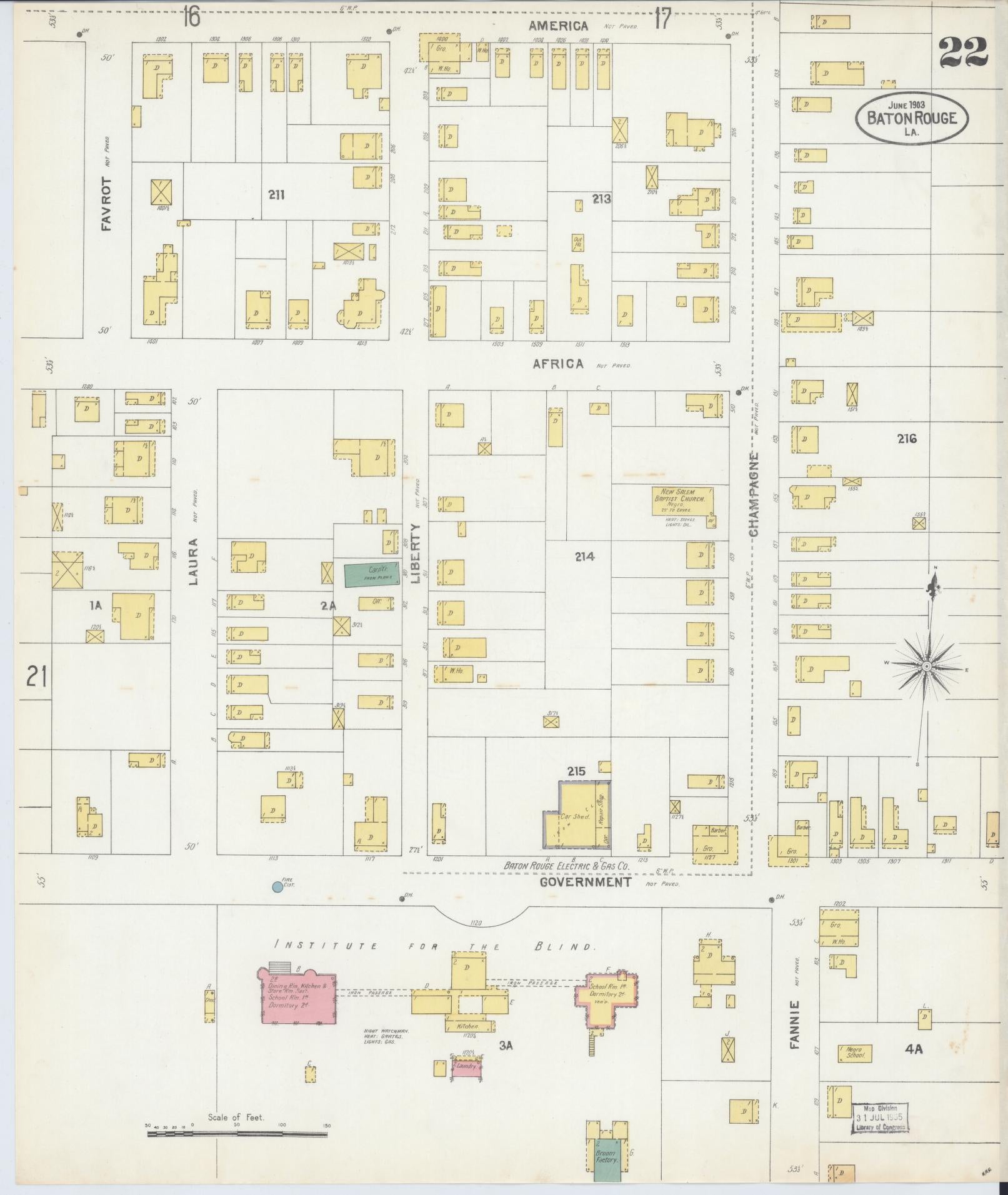 Sanborn Fire Insurance Map from Baton Rouge, East Baton Rouge Parish, Louisiana (1903), Sheet #0022 - Complete Map Set gallery image, historic Sanborn map, vintage wall art, Louisiana Louisiana