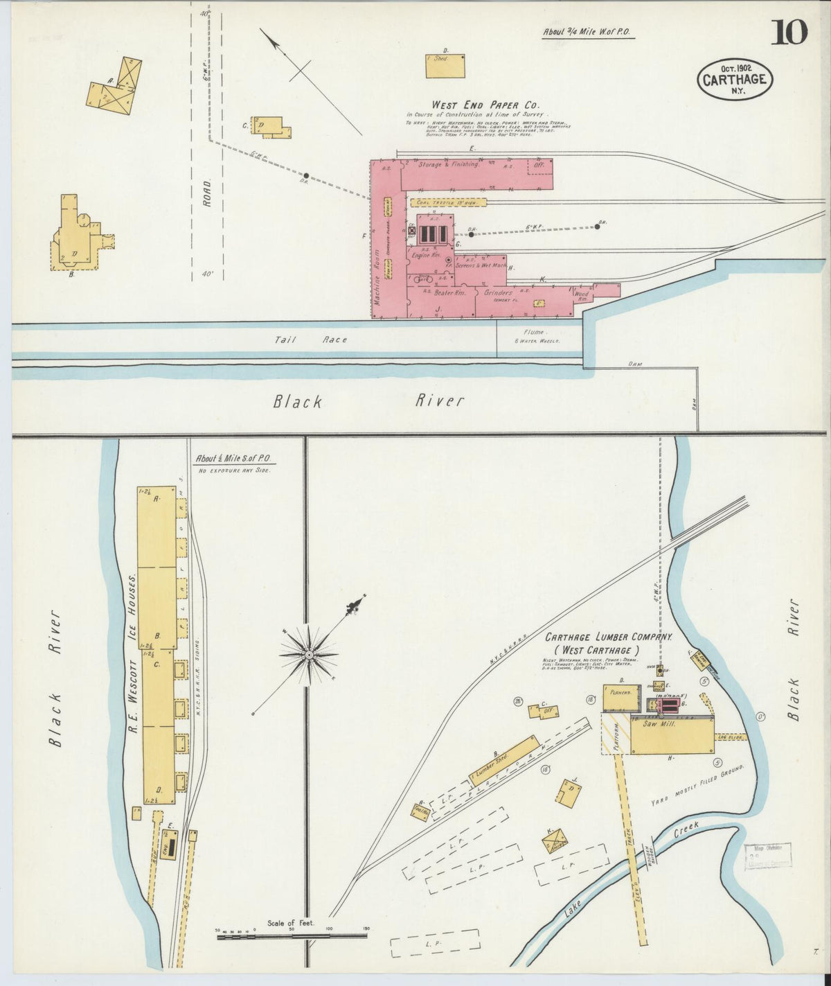 Sanborn Fire Insurance Map from Carthage, Jefferson County, New York (1902), Sheet #0010 - Complete Map Set gallery image, historic Sanborn map, vintage wall art, New York New York