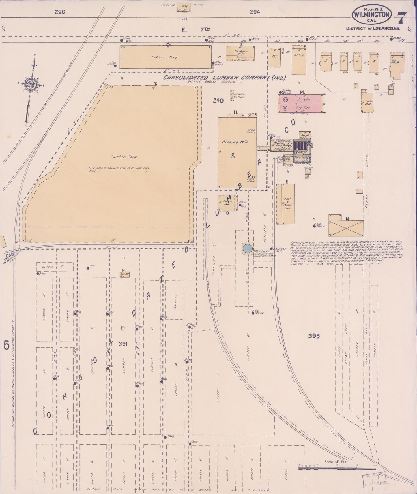 Sanborn Fire Insurance Map from Wilmington, Los Angeles County, California (1913), Sheet #0007 - Complete Map Set gallery image, historic Sanborn map, vintage wall art, California California