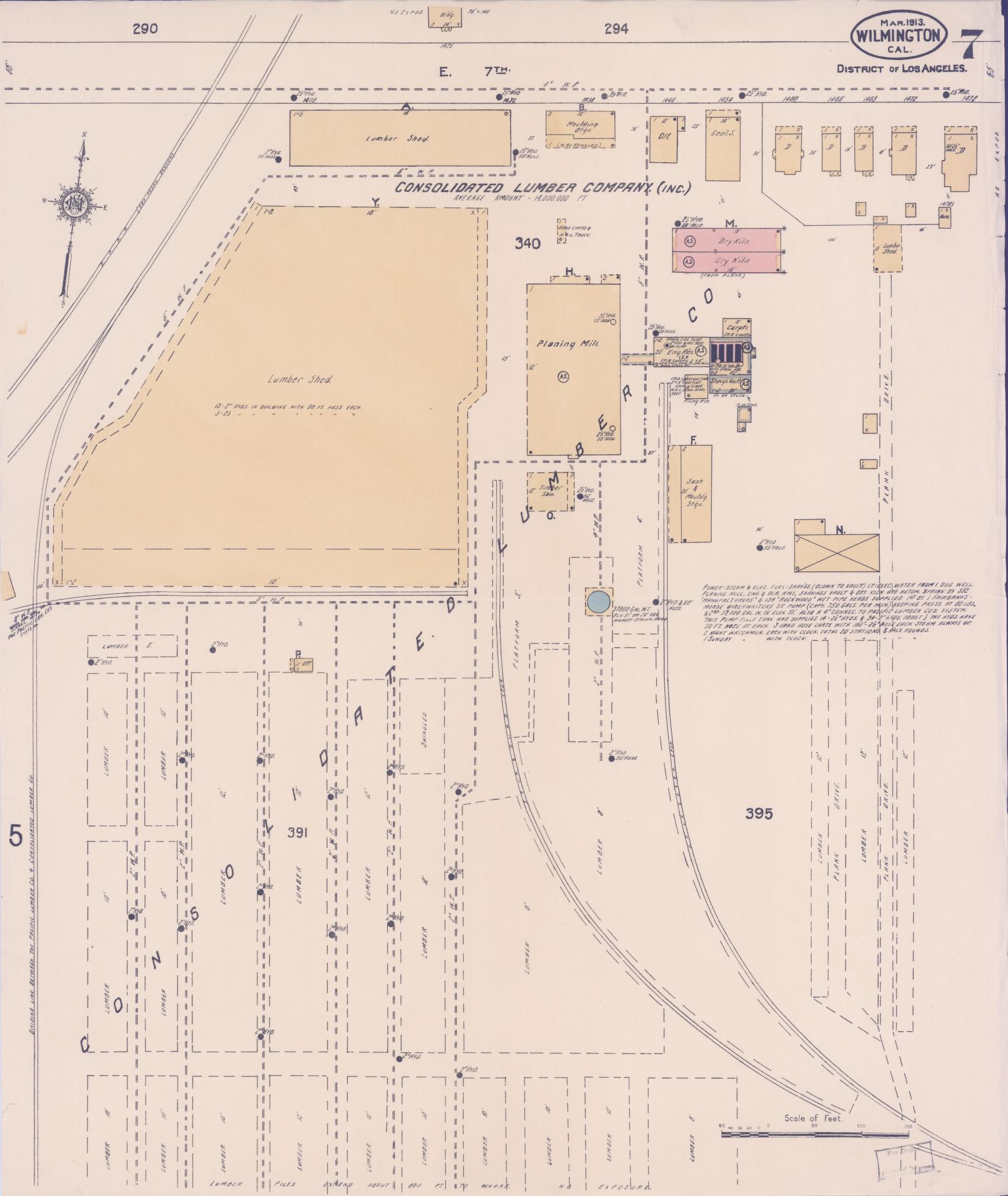 Sanborn Fire Insurance Map from Wilmington, Los Angeles County, California (1913), Sheet #0007 - Complete Map Set gallery image, historic Sanborn map, vintage wall art, California California