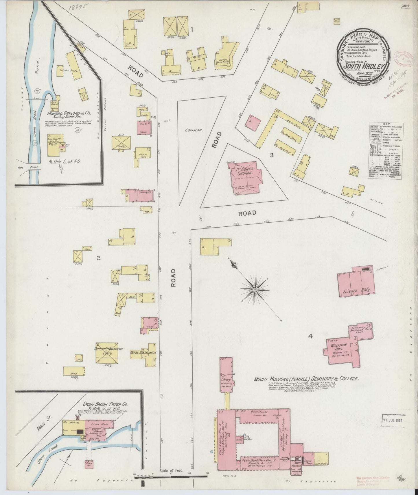 Sanborn Fire Insurance Map from South Hadley, Hampshire County, Massachusetts (1905), Sheet #0001 - Complete Map Set gallery image, historic Sanborn map, vintage wall art, Massachusetts Massachusetts