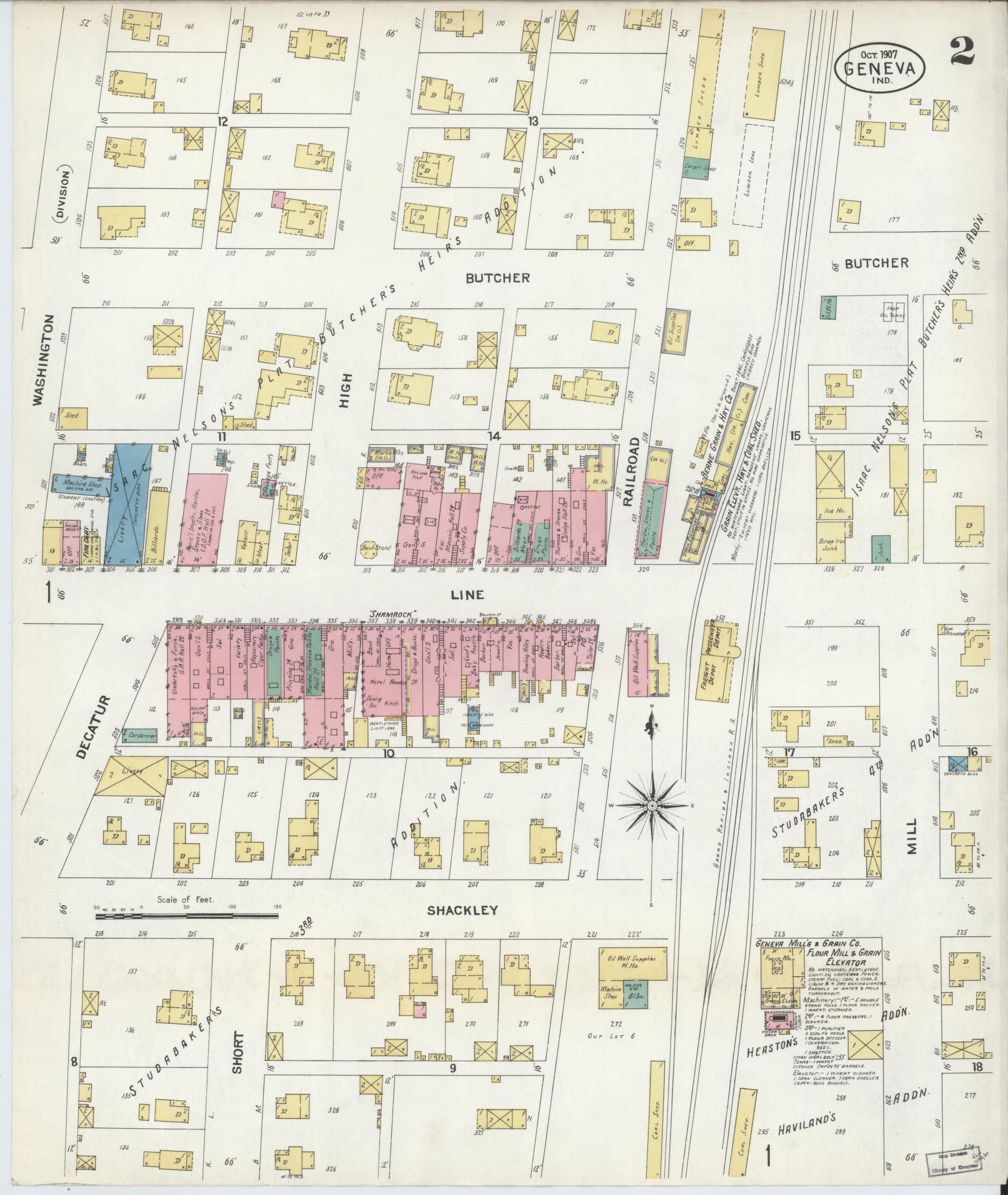 Sanborn Fire Insurance Map from Geneva, Adams County, Indiana (1907), Sheet #0002 - Complete Map Set gallery image, historic Sanborn map, vintage wall art, Indiana Indiana
