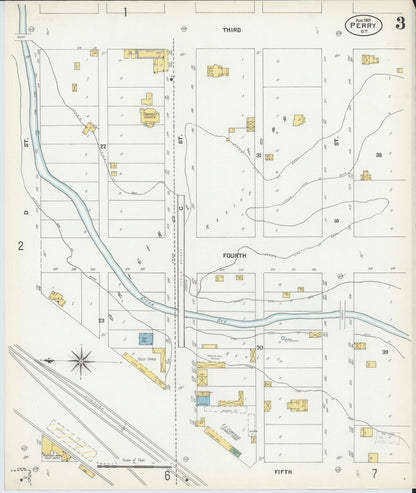 Sanborn Fire Insurance Map from Perry, Noble County, Oklahoma (1901), Sheet #0003 - Complete Map Set gallery image, historic Sanborn map, vintage wall art, Oklahoma Oklahoma