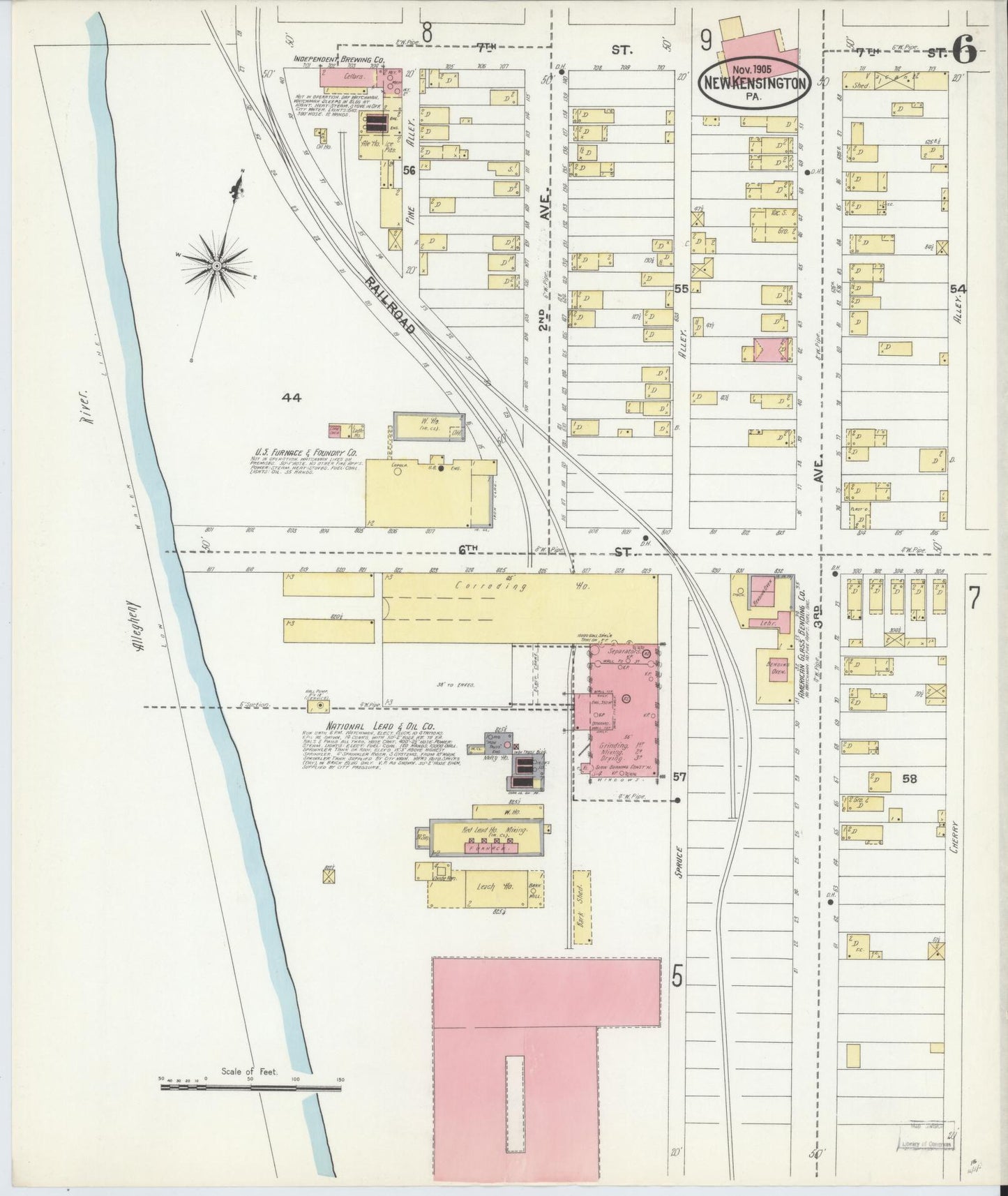 Sanborn Fire Insurance Map from New Kensington, Westmoreland County, Pennsylvania (1905), Sheet #0006 - Complete Map Set gallery image, historic Sanborn map, vintage wall art, Pennsylvania Pennsylvania