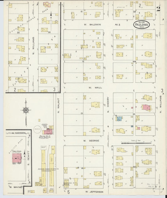 Sanborn Fire Insurance Map from Paulding, Paulding County, Ohio (1913), Sheet #0002 - Historic Sanborn Fire Insurance Map Print, vintage old map wall art, antique decor, genealogy gift, Ohio Ohio map