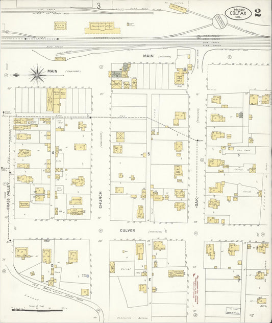 Sanborn Fire Insurance Map from Colfax, Placer County, California (1907), Sheet #0002 - Historic Sanborn Fire Insurance Map Print, vintage old map wall art, antique decor, genealogy gift, California California map