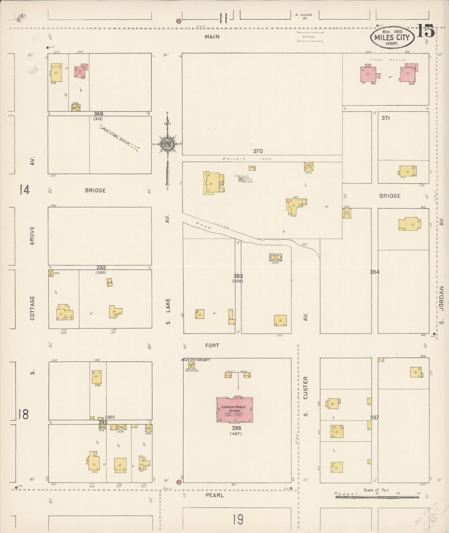 Sanborn Fire Insurance Map from Miles City, Custer County, Montana (1910), Sheet #0015 - Complete Map Set gallery image, historic Sanborn map, vintage wall art, Montana Montana