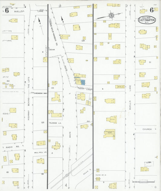 Sanborn Fire Insurance Map from Easthampton, Suffolk County, New York (1929), Sheet #0006 - Historic Sanborn Fire Insurance Map Print, vintage old map wall art, antique decor, genealogy gift, New York New York map