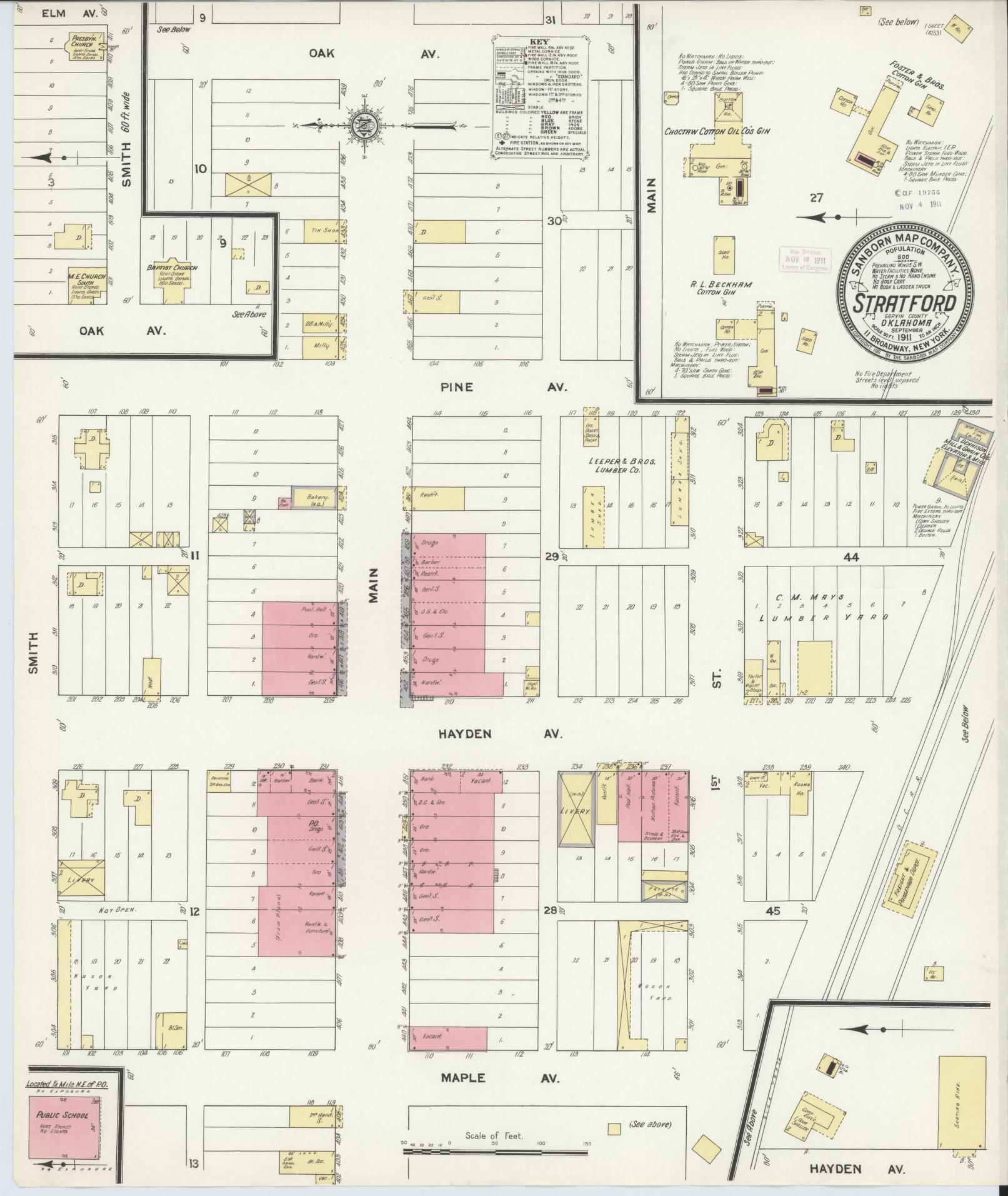 Sanborn Fire Insurance Map from Stratford, Garvin County, Oklahoma. (1911) – Historic Sanborn Fire Insurance Map Print