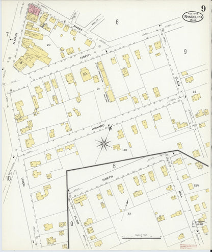 Sanborn Fire Insurance Map from Randolph, Norfolk County, Massachusetts (1909), Sheet #0009 - Complete Map Set gallery image, historic Sanborn map, vintage wall art, Massachusetts Massachusetts