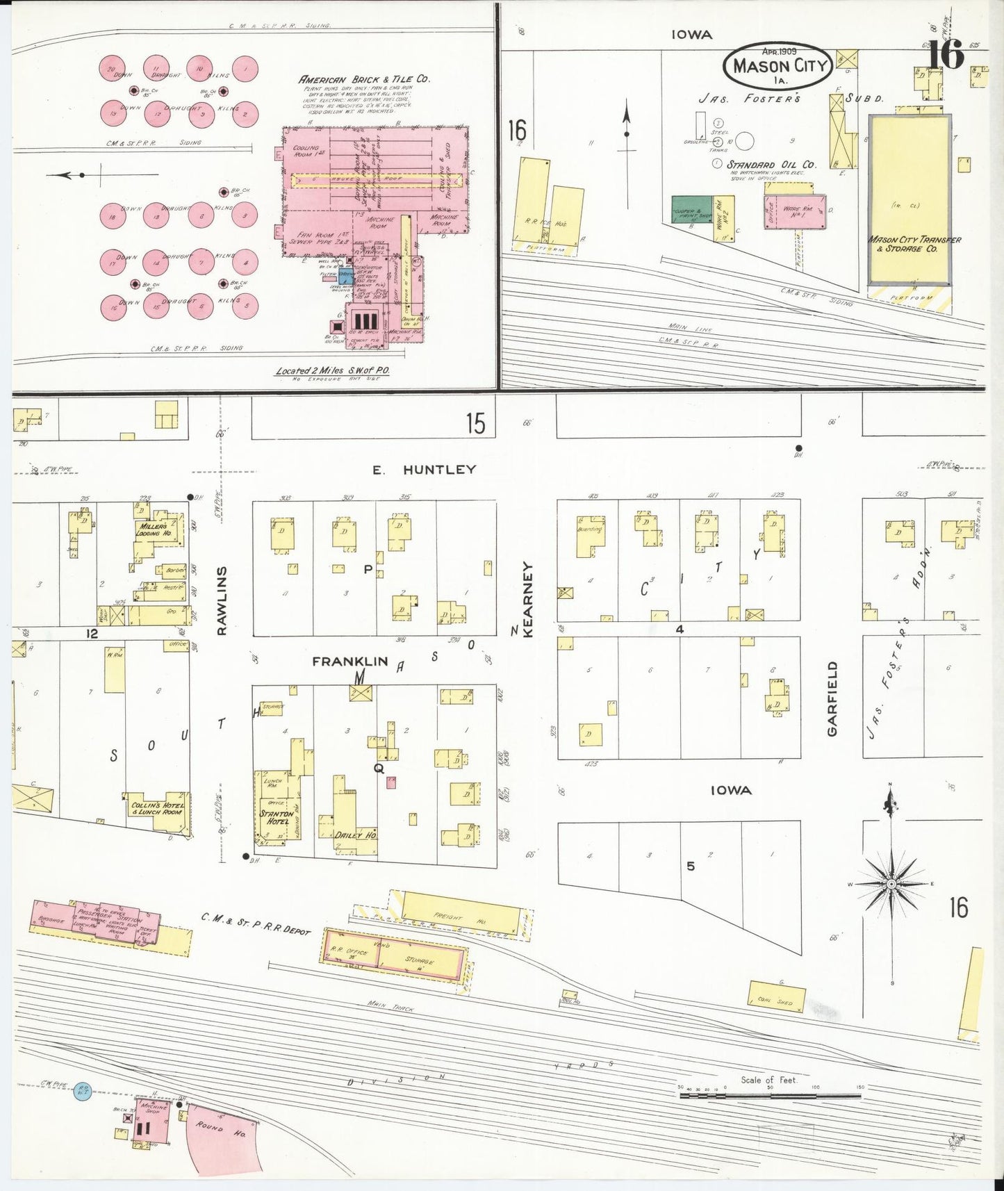 Sanborn Fire Insurance Map from Mason City, Cerro Gordo County, Iowa (1909), Sheet #0016 - Historic Sanborn Fire Insurance Map Print