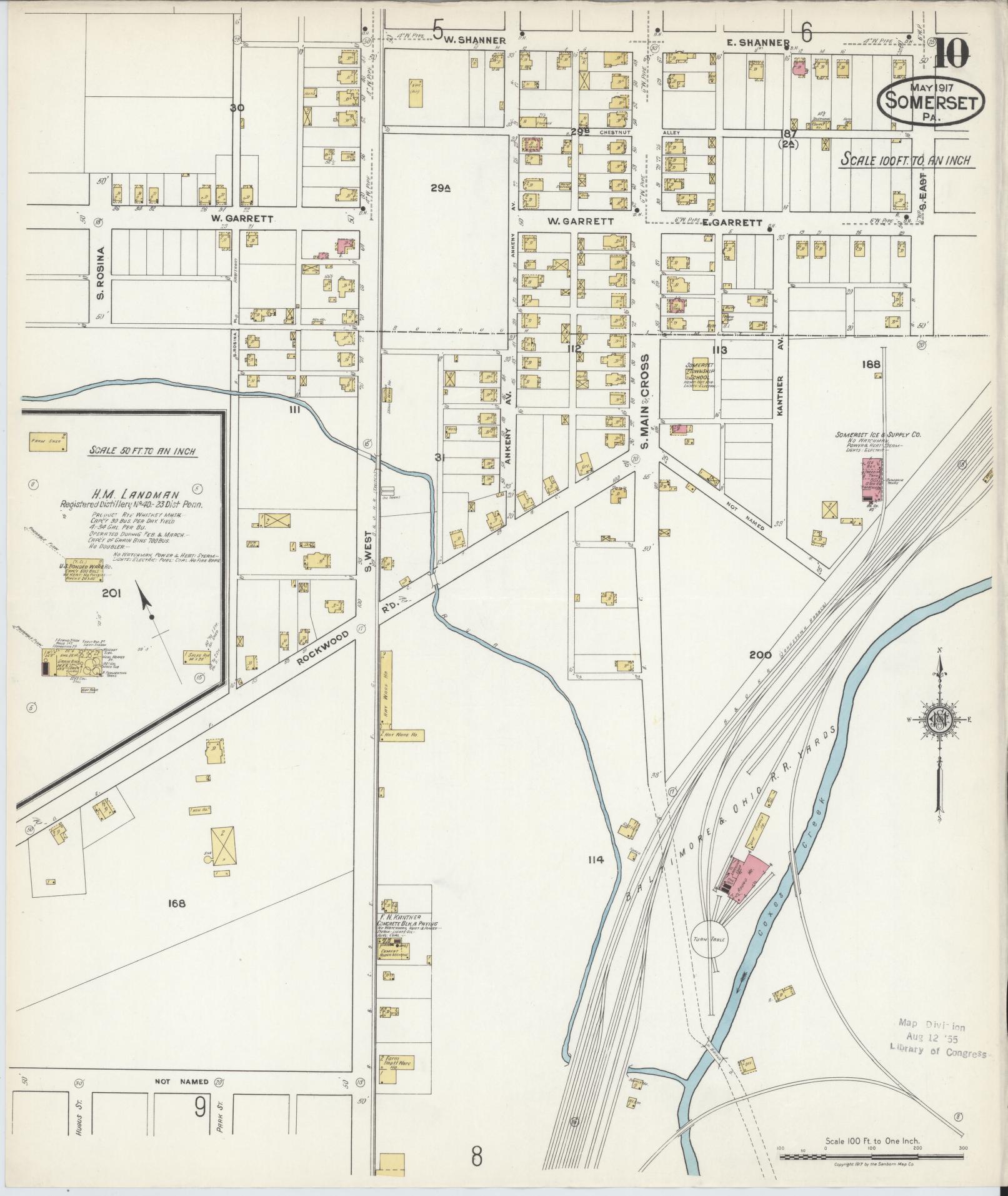 Sanborn Fire Insurance Map from Somerset, Somerset County, Pennsylvania (1917), Sheet #0010 - Complete Map Set gallery image, historic Sanborn map, vintage wall art, Pennsylvania Pennsylvania