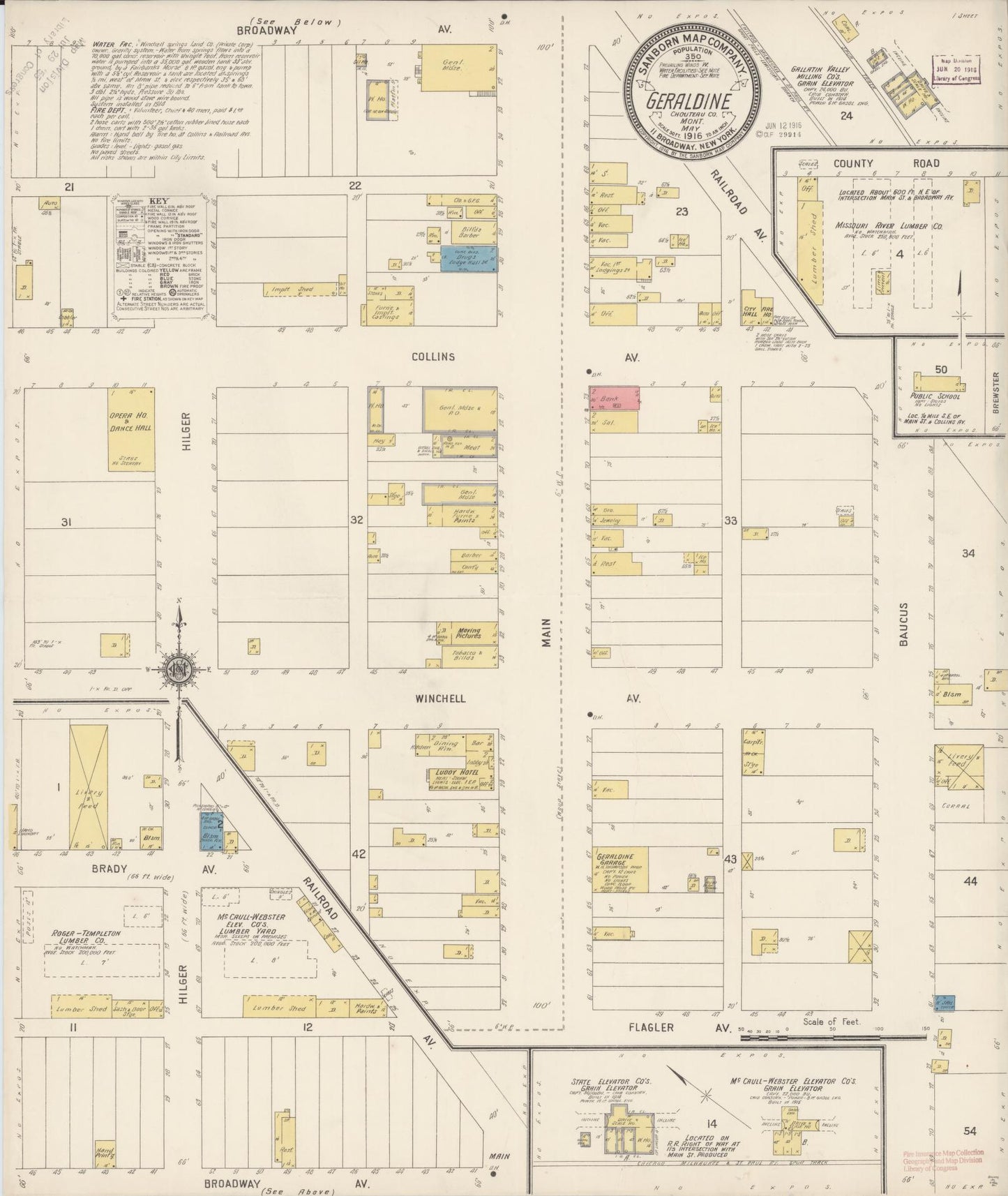 Sanborn Fire Insurance Map from Geraldine, Chouteau County, Montana. (1916) – Historic Sanborn Fire Insurance Map Print