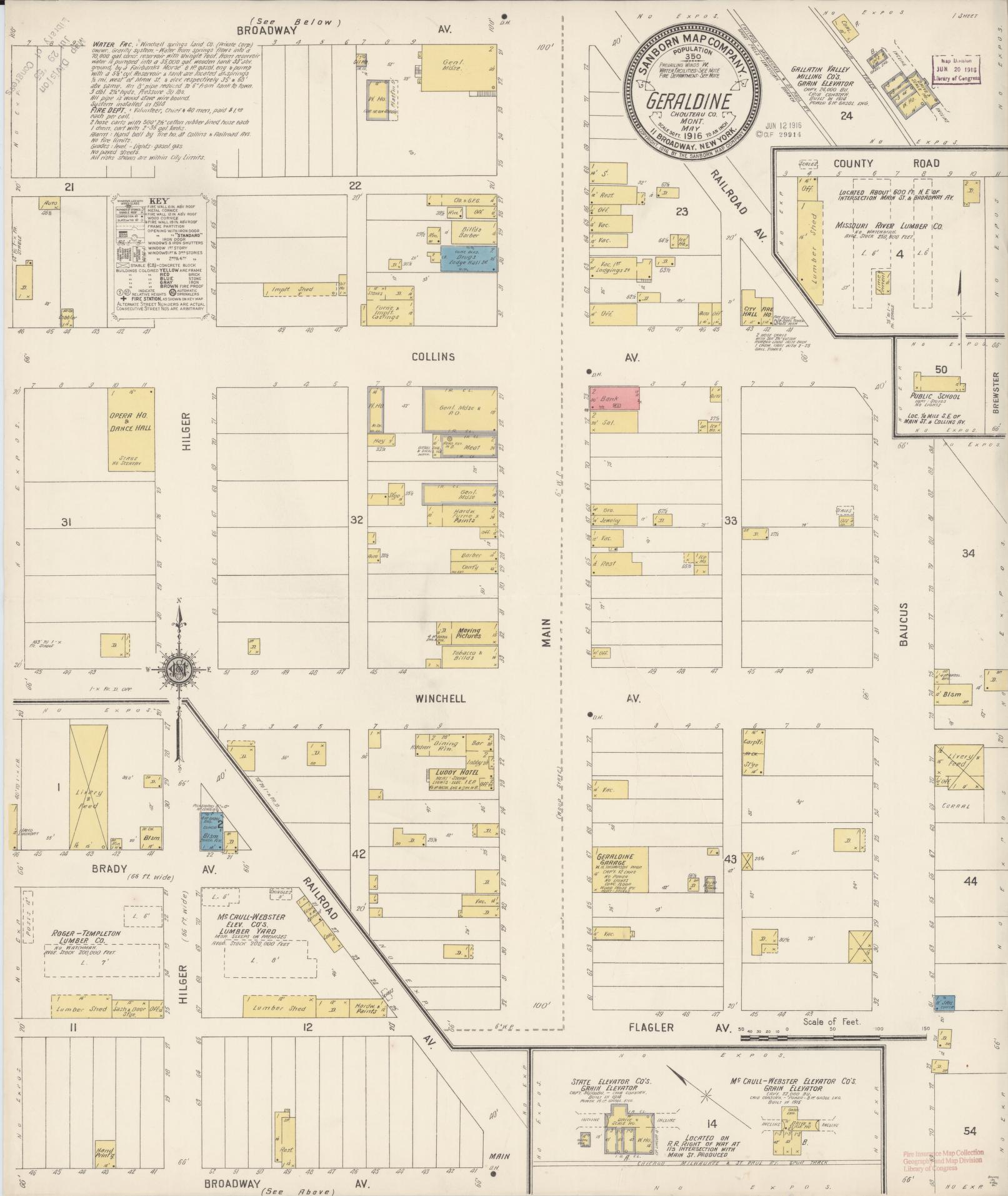 Sanborn Fire Insurance Map from Geraldine, Chouteau County, Montana. (1916) – Historic Sanborn Fire Insurance Map Print