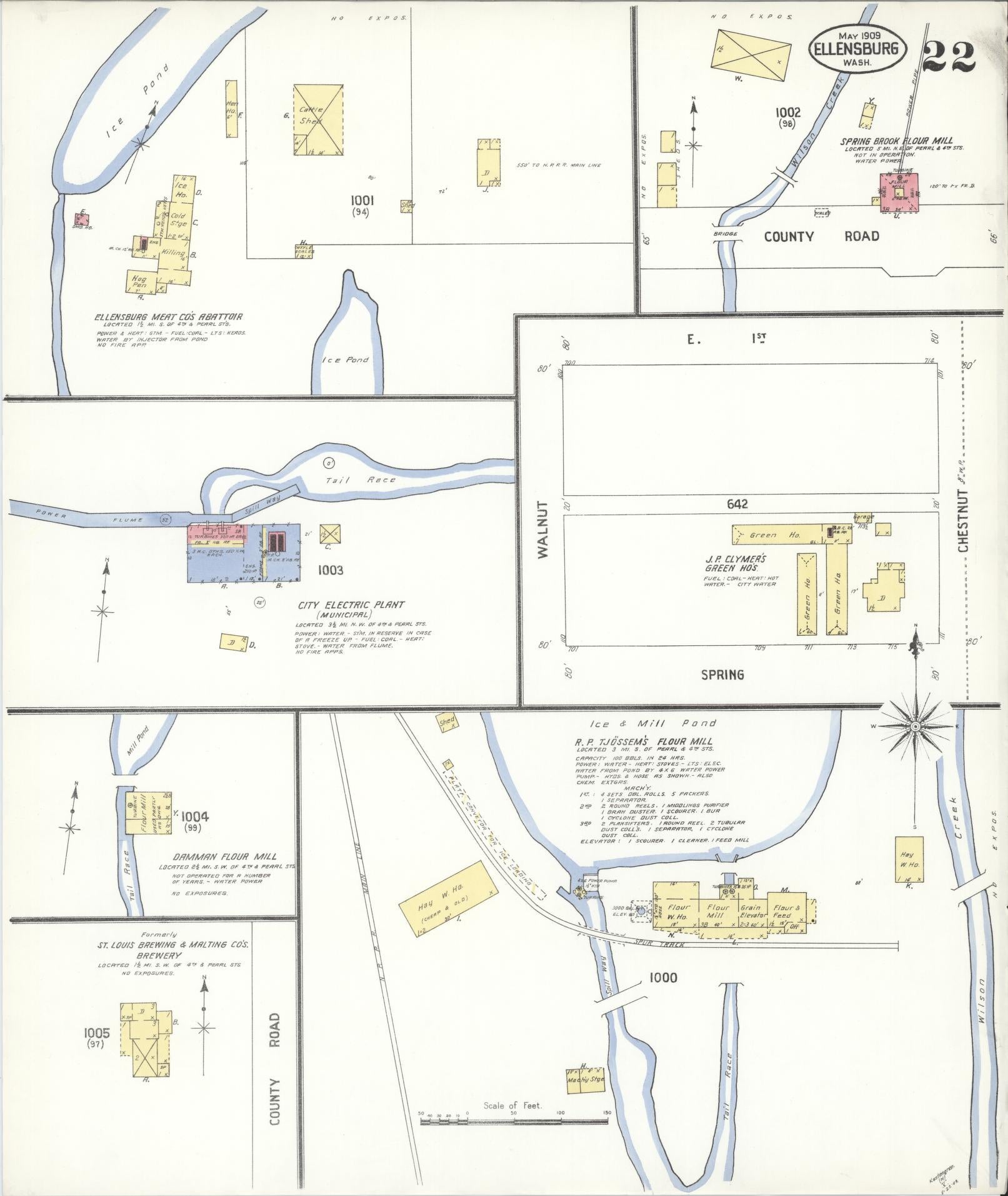 Sanborn Fire Insurance Map from Ellensburg, Kittitas County, Washington (1909), Sheet #0022 - Complete Map Set gallery image, historic Sanborn map, vintage wall art, Washington Washington