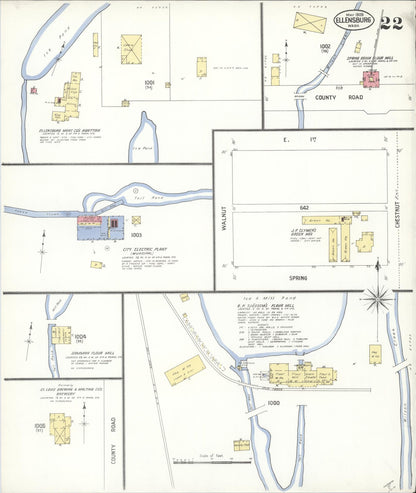 Sanborn Fire Insurance Map from Ellensburg, Kittitas County, Washington (1909), Sheet #0022 - Complete Map Set gallery image, historic Sanborn map, vintage wall art, Washington Washington