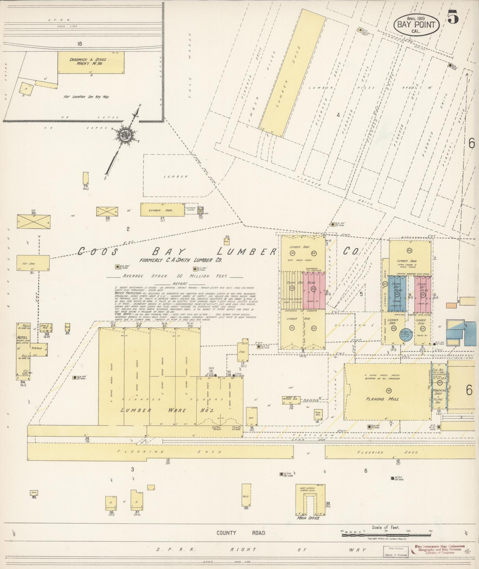 Sanborn Fire Insurance Map from Bay Point, Contra Costa County, California (1919), Sheet #0005 - Historic Sanborn Fire Insurance Map Print, vintage old map wall art, antique decor, genealogy gift, California California map