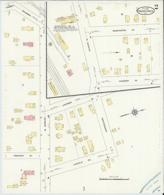 Sanborn Fire Insurance Map from Silver Creek, Chautauqua County, New York (1913), Sheet #0002 - Historic Sanborn Fire Insurance Map Print, vintage old map wall art, antique decor, genealogy gift, New York New York map