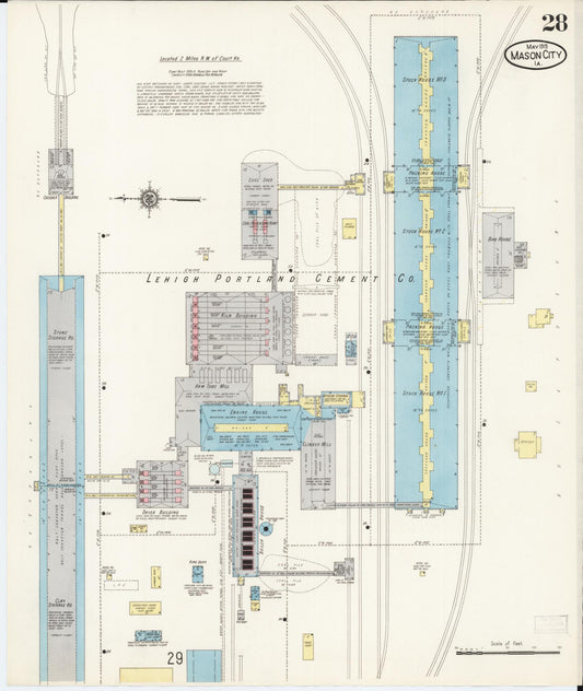 Sanborn Fire Insurance Map from Mason City, Cerro Gordo County, Iowa (1915), Sheet #0028 - Historic Sanborn Fire Insurance Map Print, vintage old map wall art