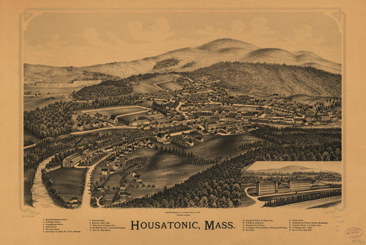 Housatonic, Mass. (1890) – Historic Bird’s-Eye View Panorama Print