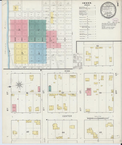 Sanborn Fire Insurance Map from Lacon, Marshall County, Illinois (1893), Sheet #0001 - Historic Sanborn Fire Insurance Map Print, vintage old map wall art, antique decor, genealogy gift, Illinois Illinois map
