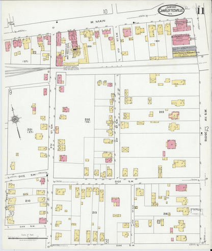 Sanborn Fire Insurance Map from Charlottesville, Independent Cities, Virginia (1920), Sheet #0011 - Complete Map Set gallery image, historic Sanborn map, vintage wall art, Virginia Virginia