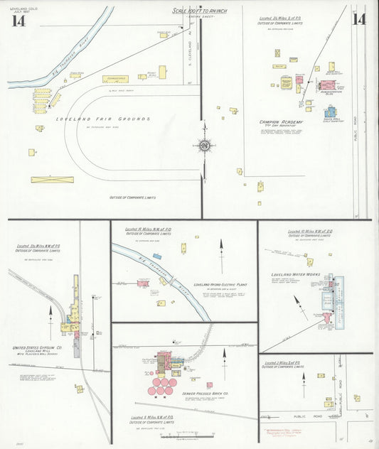 Sanborn Fire Insurance Map from Loveland, Larimer County, Colorado (1937), Sheet #0014 - Historic Sanborn Fire Insurance Map Print, vintage old map wall art, antique decor, genealogy gift, Colorado Colorado map