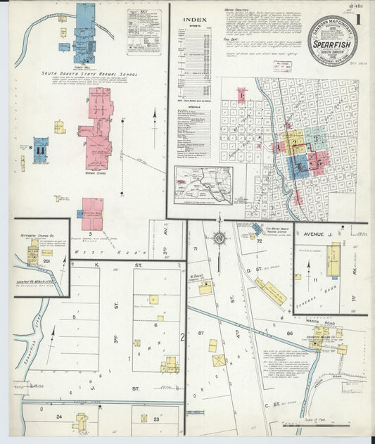 Sanborn Fire Insurance Map from Spearfish, Lawrence County, South Dakota (1915), Sheet #0001 - Complete Map Set gallery image, historic Sanborn map, vintage wall art, South Dakota South Dakota