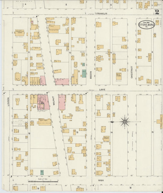 Sanborn Fire Insurance Map from Stoneboro, Mercer County, Pennsylvania (1904), Sheet #0002 - Historic Sanborn Fire Insurance Map Print, vintage old map wall art, antique decor, genealogy gift, Pennsylvania Pennsylvania map