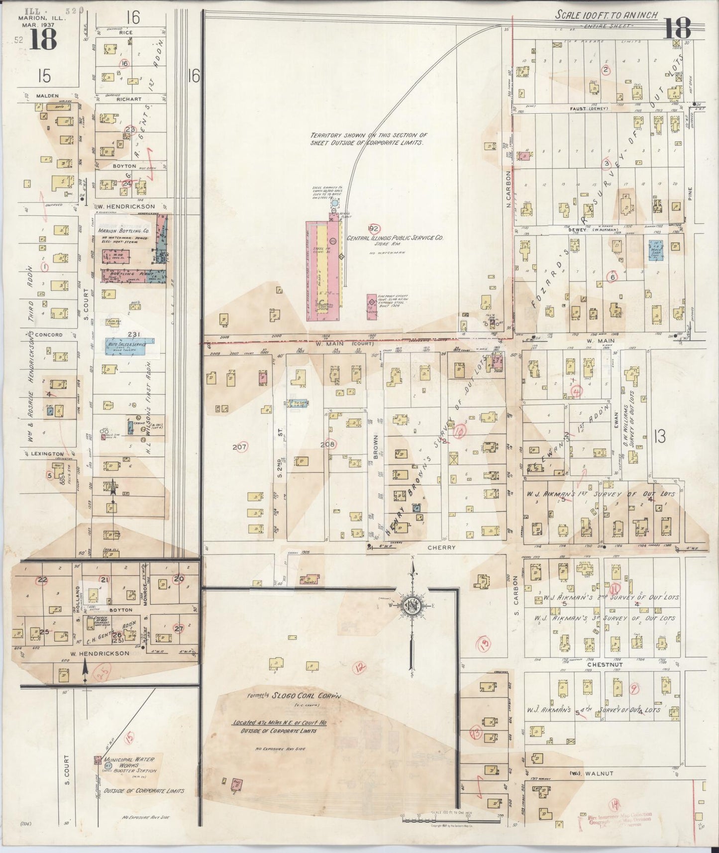 Sanborn Fire Insurance Map from Marion, Williamson County, Illinois (1946), Sheet #0018 - Complete Map Set gallery image, historic Sanborn map, vintage wall art, Illinois Illinois