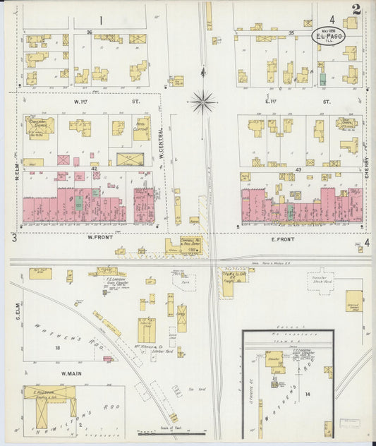 Sanborn Fire Insurance Map from El Paso, Woodford County, Illinois (1898), Sheet #0002 - Historic Sanborn Fire Insurance Map Print, vintage old map wall art, antique decor, genealogy gift, Illinois Illinois map