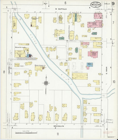 Sanborn Fire Insurance Map from Warsaw, Wyoming County, New York (1909), Sheet #0009 - Complete Map Set gallery image, historic Sanborn map, vintage wall art, Warsaw Wyoming