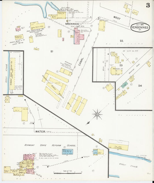 Sanborn Fire Insurance Map from Vergennes, Addison County, Vermont (1892), Sheet #0003 - Historic Sanborn Fire Insurance Map Print, vintage old map wall art, antique decor, genealogy gift, Vermont Vermont map