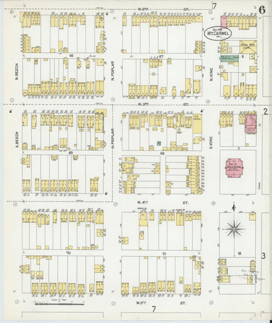 Sanborn Fire Insurance Map from Mount Carmel, Northumberland County, Pennsylvania (1901), Sheet #0006 - Historic Sanborn Fire Insurance Map Print, vintage old map wall art, antique decor, genealogy gift, Pennsylvania Pennsylvania map