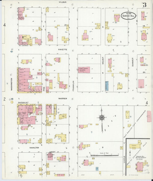 Sanborn Fire Insurance Map from Bunker Hill, Macoupin County, Illinois (1910), Sheet #0003 - Historic Sanborn Fire Insurance Map Print, vintage old map wall art, antique decor, genealogy gift, Illinois Illinois map