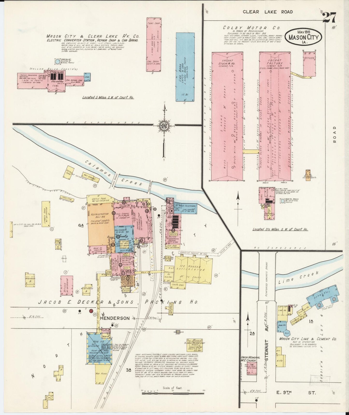 Sanborn Fire Insurance Map from Mason City, Cerro Gordo County, Iowa (1915), Sheet #0027 - Historic Sanborn Fire Insurance Map Print